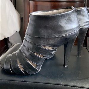 Black open toe booties